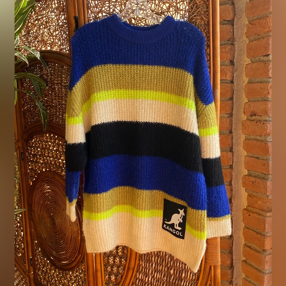 Kangol Stripped Knit Oversized Sweater Size Small